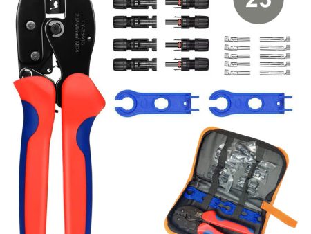 YTH-2546B-23 Suit Solar Crimping Pliers Tools Kit For MC4 Cable Electeical Connectors Solar Panel PV Cable 5 Male Female Connectors Termianls Sets For Sale