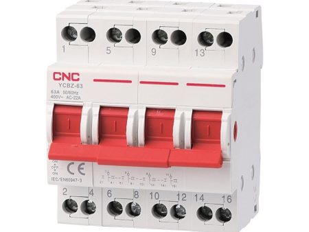 CNC YCBZ-63 4P 63A Din Rail MTS Dual Power Manual Transfer Isolating Switch Interlock Breaker Type Changeover Discount