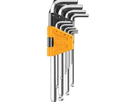 Youtuo 9 Pcs Long Arm Hex Key Set - Cr-V Material, Heat Treated & Chrome Plated on Sale