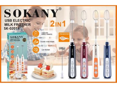 Sokany SK-02014 2 in 1 , Rechargeable Milk Frother and Egg Beater Discount