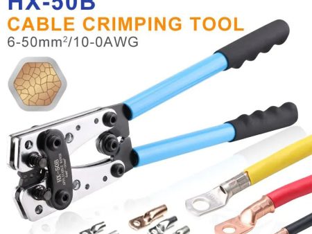 HX-50B Cable Lugs Crimper Tool Hand Ratchet Pliers for 6-50 mm² (1-10 AWG) Wire Cable Lugs Online Sale