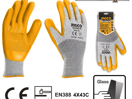 INGCO HGCG08-XL Cut-Resistant Gloves XL HIGH Grade polyester shell Cheap