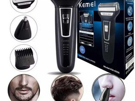 Kemei KM-6558 Premium Quality 3in1 Rechargeable Professional Hair Trimmer Super Grooming Kit Shaver Clipper Nose Trimmer on Sale