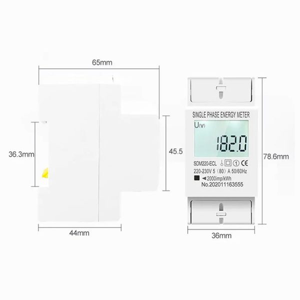 Tomzn SDM220-ECL 2P Din Rail Single Phase Digital Energy Meter Fashion