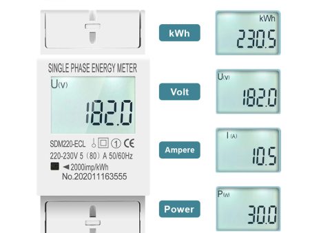 Tomzn SDM220-ECL 2P Din Rail Single Phase Digital Energy Meter Fashion