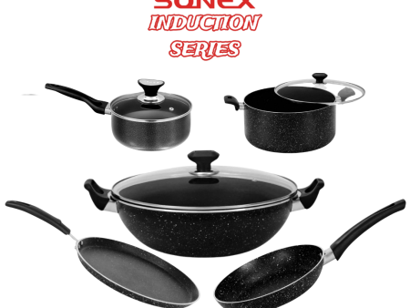 Sonex Induction Series Galaxy Hot Plate ,Sauce Pot,Cassrole,Fry Pan,Cookware With All Non Stick Combo Deal 5 in 1 Online Sale