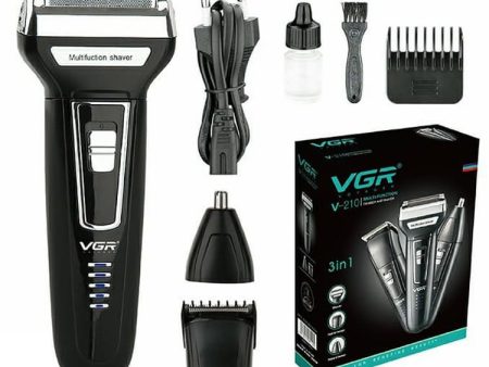 VGR  V-210 3 in 1 Original Multi Function Shaver & Trimmer Professional For Men-Portable Beard Trimmer Rechargeable Razor Men s Shaving Machine Discount