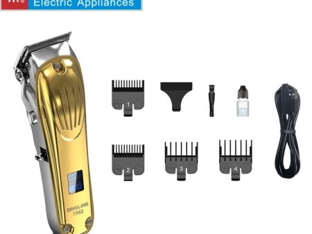 DINGLING 1982 Professional Electric All Metal Hair Clipper Powerful Cordless Hair Trimmer Men Silver Gold Haircut Machine Barber For Cheap