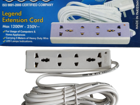 Hero Legend Extension Cord EB05 with 5 Meter Long Wire 1200W - 250V~ Hot on Sale