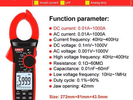 UNI-T UT207B True RMS Digital Clamp Meter AC DC Current 1000A 1000V Pliers ammeter LPF 6000 Count amperimetric clamp For Discount