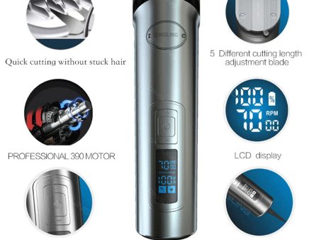 DingLing RF-696 LCD Professional Hair Clipper Electric Hair Trimmer Beard Barber Adjustable Hair Cutting Machine Online now