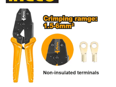 INGCO HRCPL1506 RATCHET CRIMPING PLIERS 1.5-6MM  & AWG16-10 FOR NON-INSULATED TERMINALS For Sale