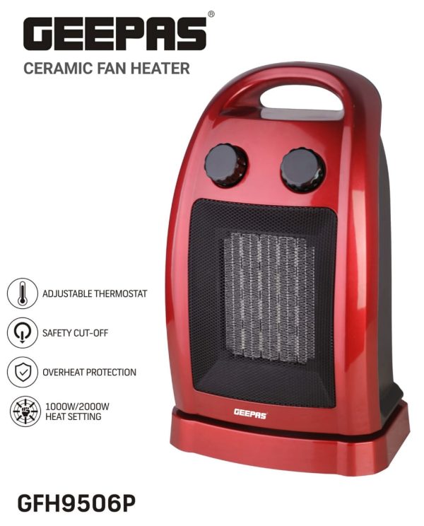 Geepas-9506 Ceramic Fan Heater 1200W 2400W on Sale