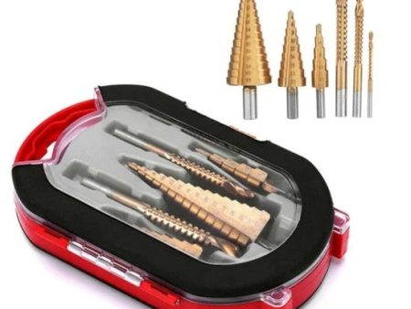 6PCS HSS Drill Bit Set with Case Titanium Coated 3 Sizes of Step and Twist Drill Bits for Metalworking, Woodworking, Hole Drilling Sale