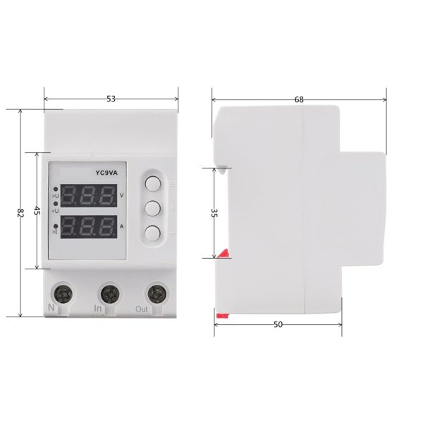 CNC YC9VA 2IN1 63A Adjustable Over & Under Voltage Protector Time Delay Sale