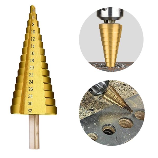 HSS Steel Step Cone Drill Bit Set Hole Cutter 4-32mm Online