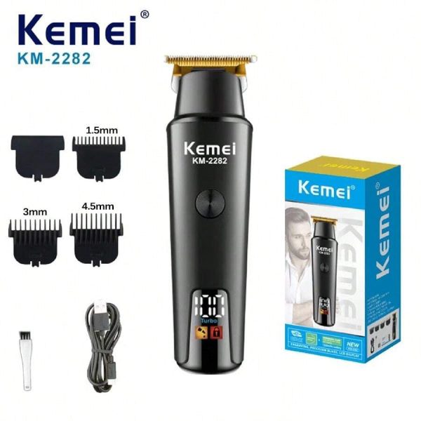 Kemei KM-2282 Rechargeable LCD Digital Display USB Charging Hair Clipper Fashion