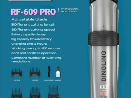 DingLing RF-609 Pro Professional Hair Clipper Electric Hair Trimmer Beard Barber Adjustable Hair Cutting Machine For Discount