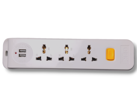 OPK 339 extension board with 3 sockets & 2 USB charging ports For Discount