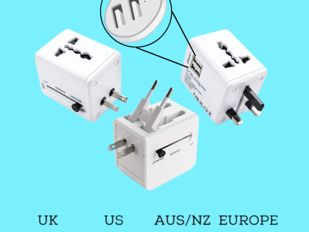 All in One Universal Travel Adapter ( Europe UK US Aus) With 2XUSB Port For Discount