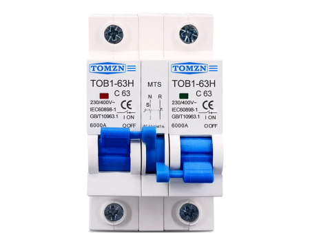 Tomzn 1P+1P MTS AC Dual power Manual transfer switch Circuit breaker MCB 50HZ 60HZ changeover Online