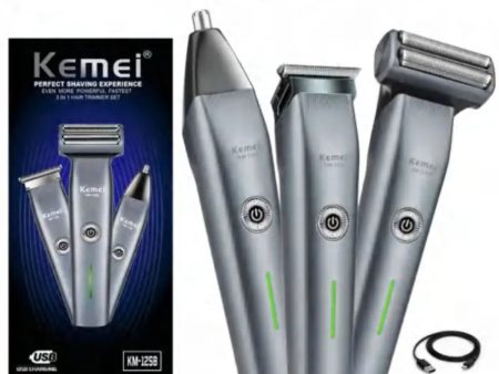 Kemei KM-1258 Rechargeable 3in1 Trimmer Set Super Groming Kit Hair Clipper Online